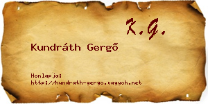 Kundráth Gergő névjegykártya